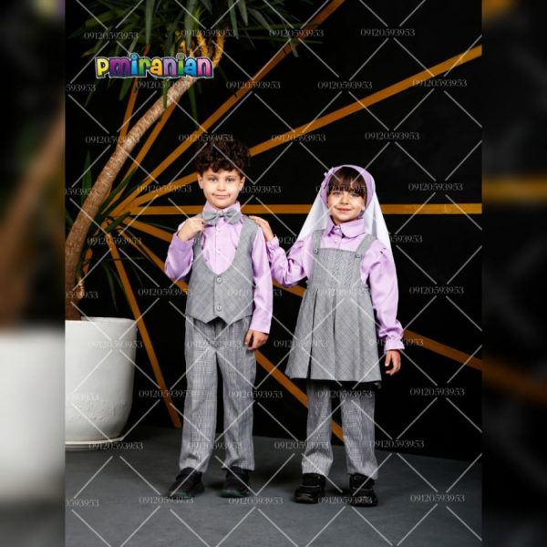 لباس پیش دبستانی پسرانه طوسی یاسی