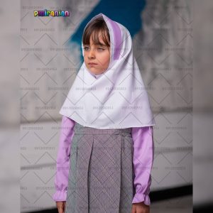مقنعه پیش دبستانی رنگ سفید یاسی کد 42