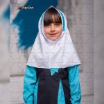 مقنعه پیش دبستانی رنگ سفید آبی کد 16