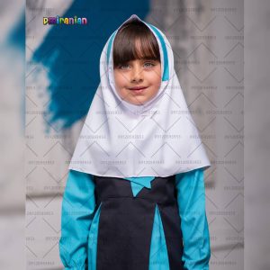 مقنعه پیش دبستانی رنگ سفید آبی کد 16