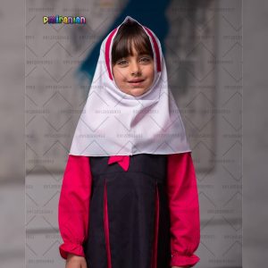 مقنعه پیش دبستانی رنگ سفید سرخابی کد 10