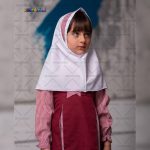 مقنعه پیش دبستانی رنگ سفید زرشکی کد 24