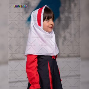 مقنعه پیش دبستانی رنگ سفید قرمز کد 18 و 26