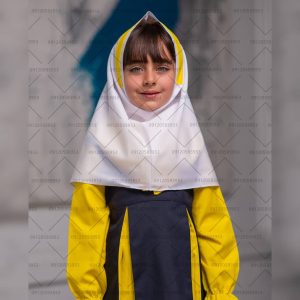 مقنعه پیش دبستانی رنگ سفید زرد کد 14