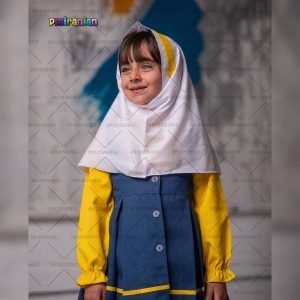 مقنعه پیش دبستانی سفید طلایی کد 40