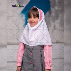 مقنعه پیش دبستانی سفید صورتی کد 36