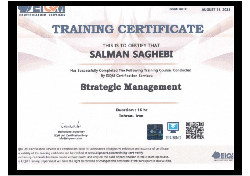 TRAINING CERTIFICATE