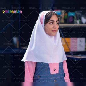 مقنعه تک دبستان طرح ستاره صورتی کد 61